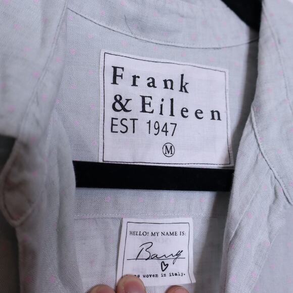 FRANK & EILEEN Barry Tailored Button-Up Shirt Mint Polka Dot Casual Women's M - Picture 11 of 15